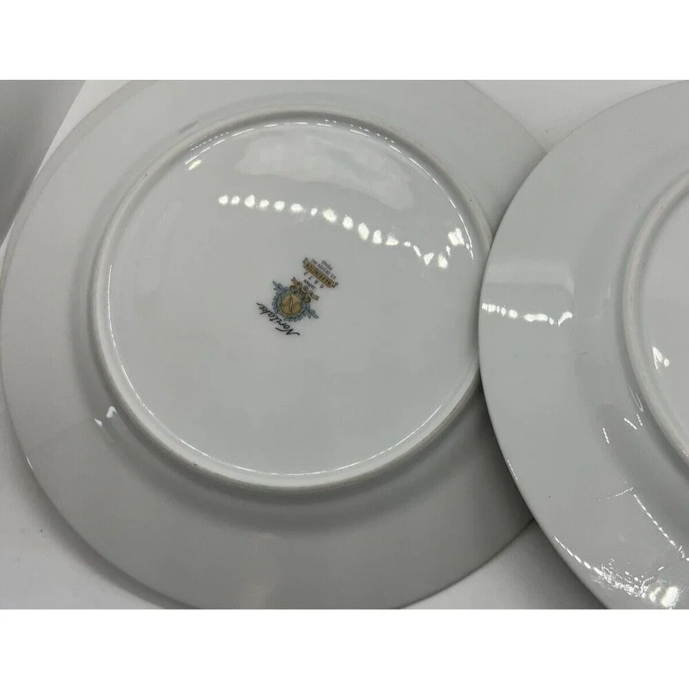 4 Vintage Noritake Warrington Porcelain Salad Plate White Green Gold dish